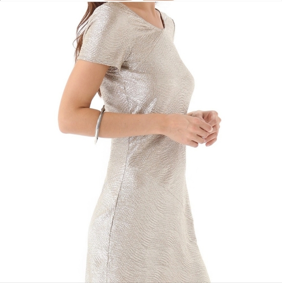 Free People champagne Metallic mini dress size tag missing see measurements EUC - Picture 1 of 9